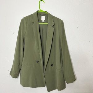 H&M olive green blazer jacket size 6